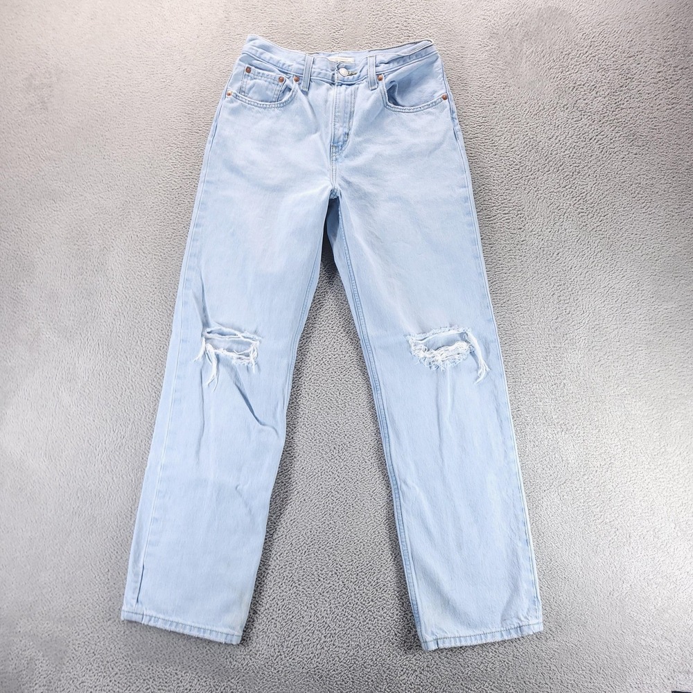 Levis Jeans Womens 27 Blue Low Pro Straight Distressed High Rise A0964-0011
